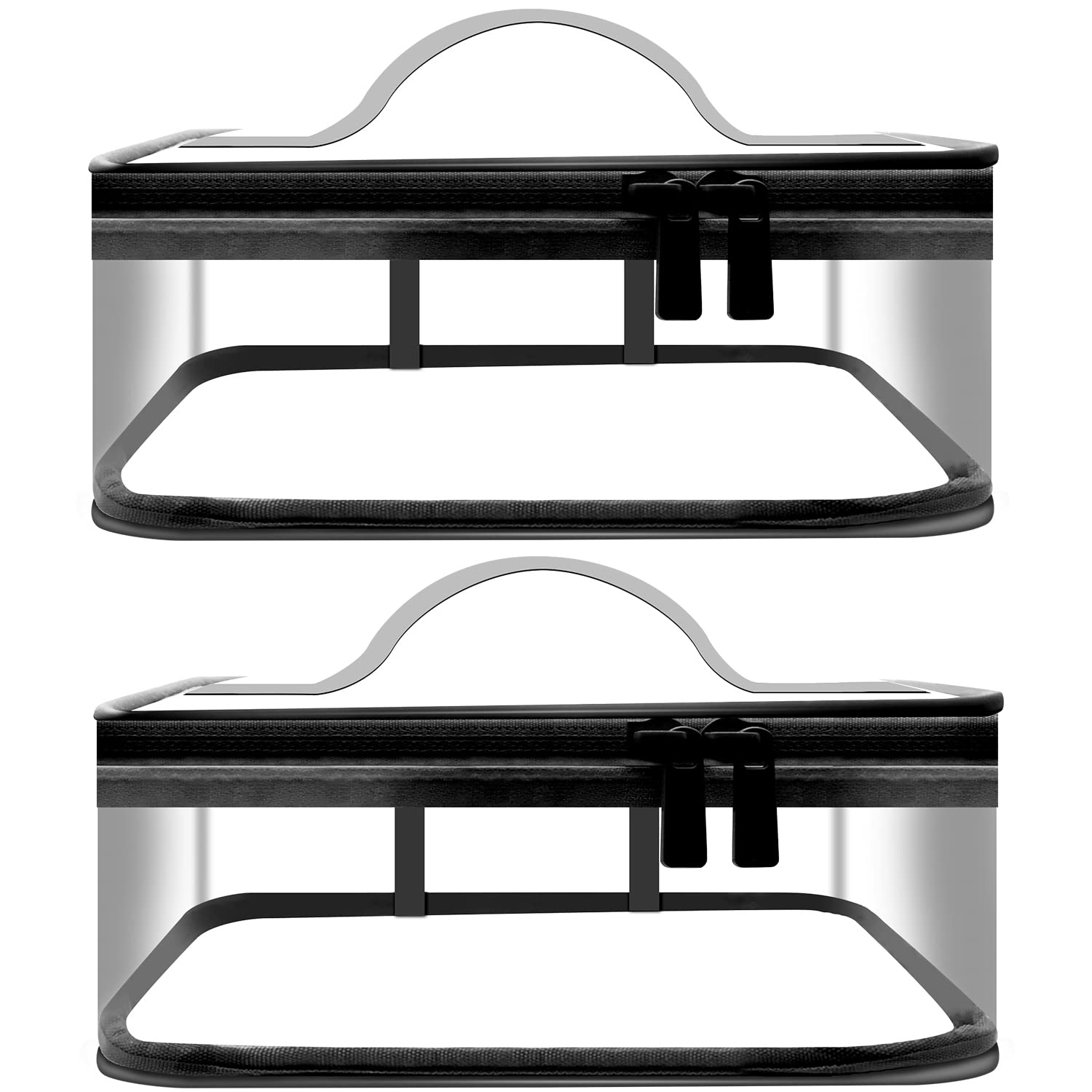 Clear Makeup Bags 2-Pack - Transparent Cosmetic Organizer for Travel & Daily Use - Waterproof Toiletry Pouch for Makeup Brushes, Skincare, Jewelry & Essentials (Black)