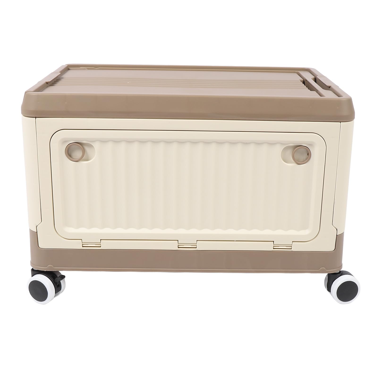 PP Stackable Rolling Utility Storage Box with Handle - Large Folding Storage Bin with Lid & Wheels - Organizer for Clothes, Books, Snacks, Groceries - Perfect for Home, Office, Garage & Dorm Organization