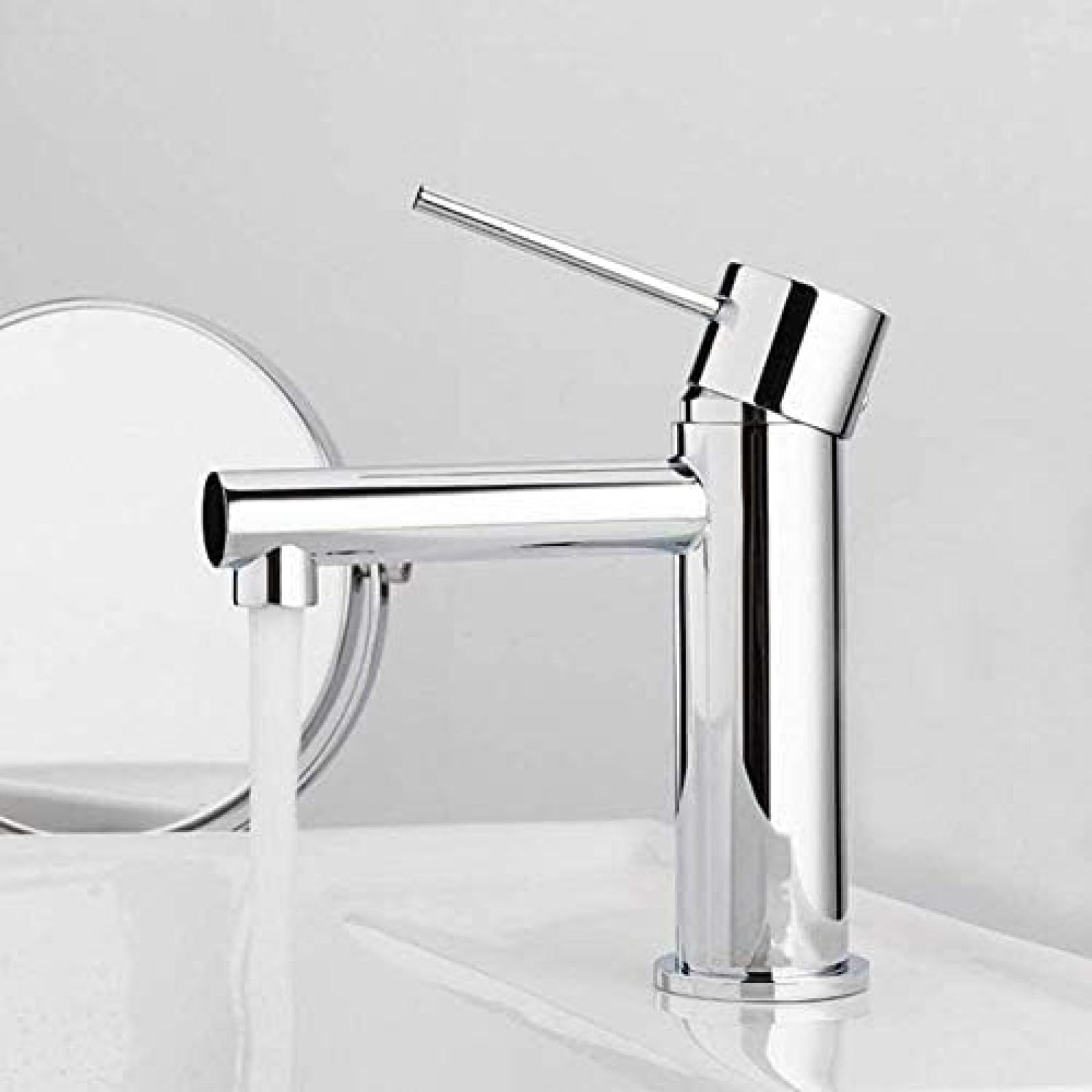 CRJUS Waterfall Kitchen Sink Faucet - Deck Mounted Stainless Steel Basin Mixer Tap for Modern Kitchen & Bathroom - Perfect for Washing Dishes, Filling Pots & Hand Washing