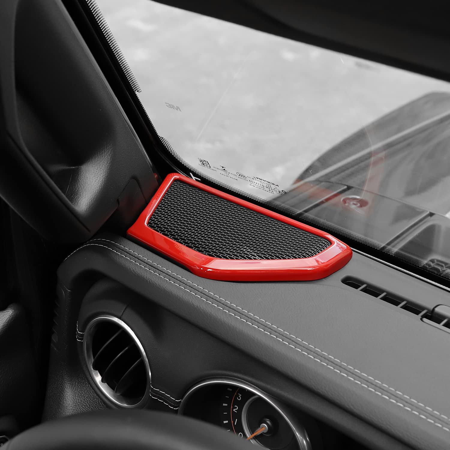 RT-TCZ A Pillar Speaker Trim Cover Ring - Interior Accessories for 2018-2022 Jeep Wrangler JL/JLU (Red) | Upgrade Your Car Audio & Enhance Cabin Style