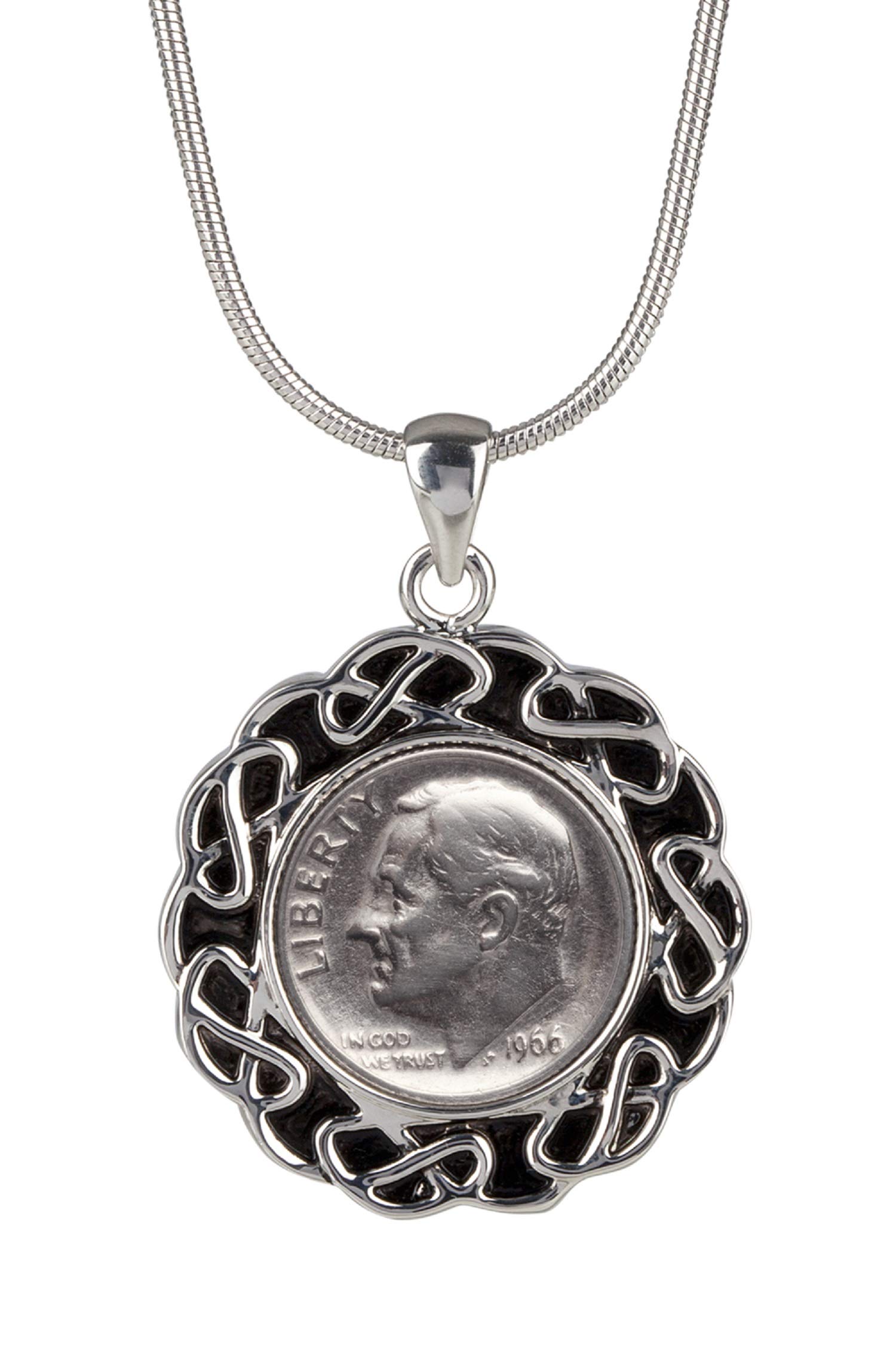 1966 Birth Year Pendant for Women - Rhodium Plated Necklace Jewelry - Vintage Inspired Gift for Birthday, Anniversary & Special Occasions