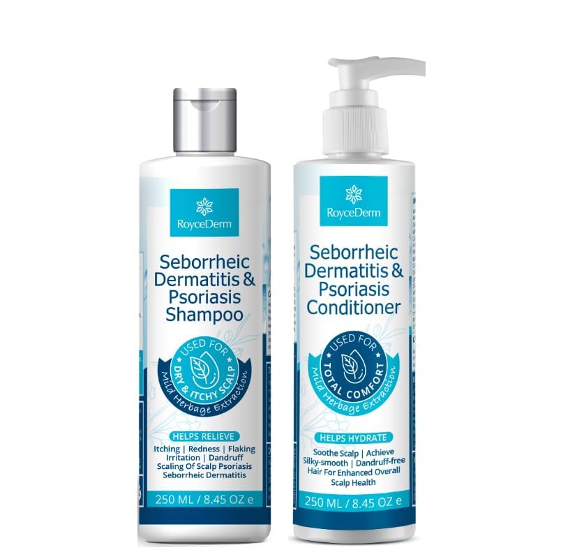 Roycederm Scalp Care Bundle - Psoriasis Shampoo & Conditioner for Dry, Itchy Scalp Relief | Anti-Dandruff Treatment for Men & Women | Perfect for Sensitive Scalp & Flaky Skin Care