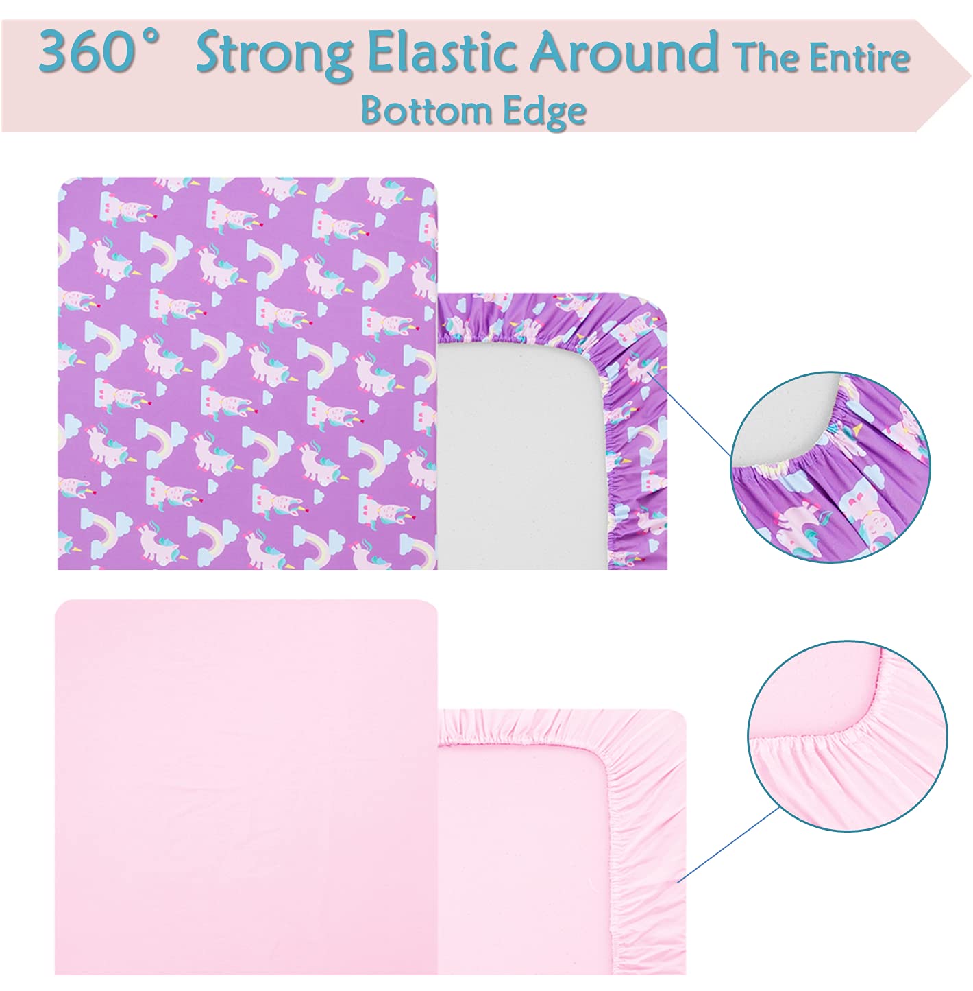 **Soft Unicorn Crib Sheets for Girls - 2 Pack Toddler Bedding Set with Rainbow Design, Purple Microfiber Baby Bed Sheets (28x52 Inches) - Perfect for Nursery, Daycare & Gift Ideas**