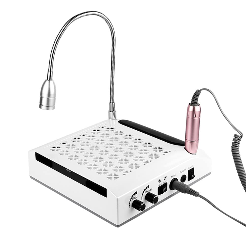 3-in-1 Professional Nail Drill Machine Kit - 80W Electric Nail File with Dust Collector & LED Light - Multi-Function Manicure Pedicure Tool for Salon & Home Use