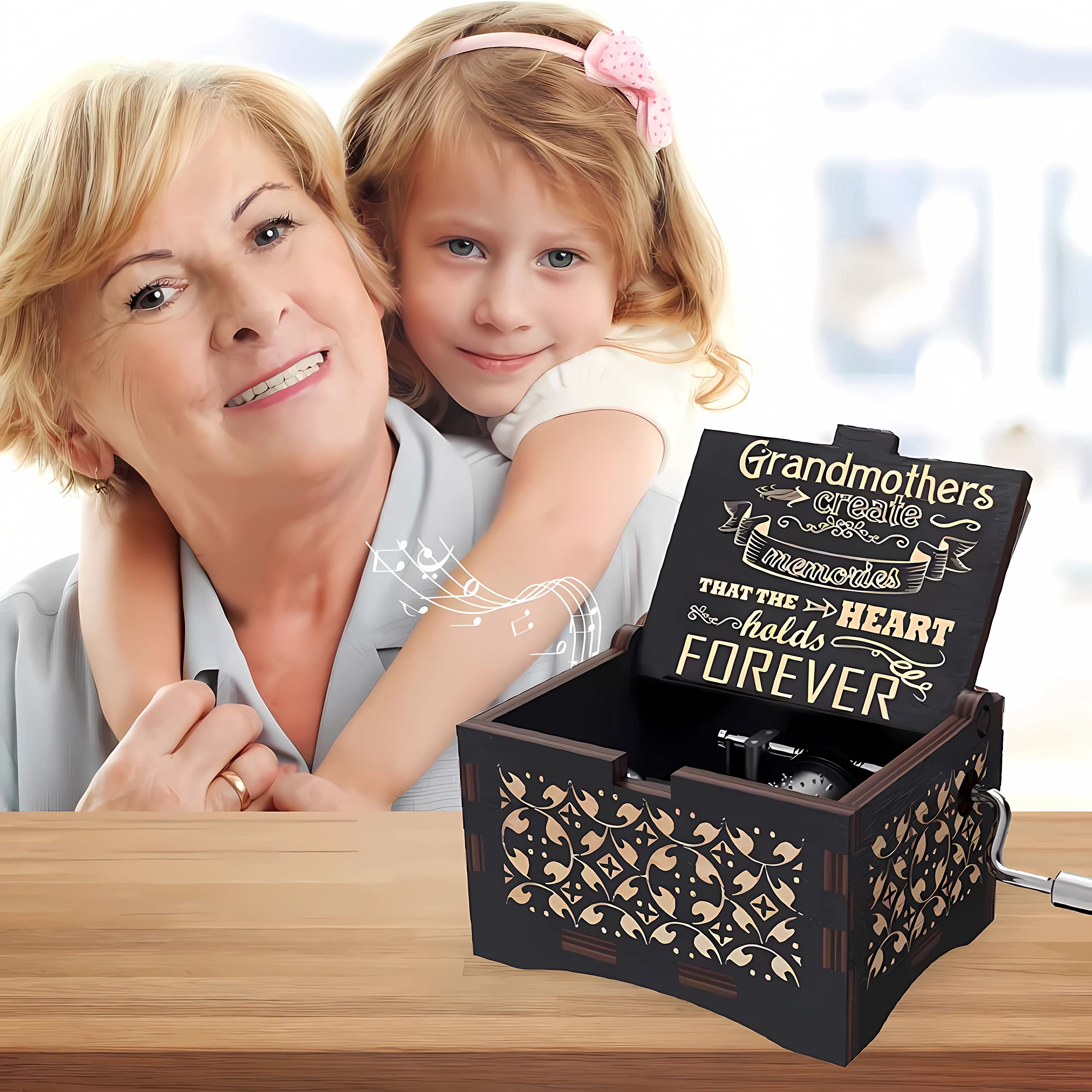 Personalized Engraved Music Box for Grandma - Unique Christmas, Birthday & Mother's Day Gift Idea - Perfect for Home Decor, Anniversary Celebrations & Special Moments