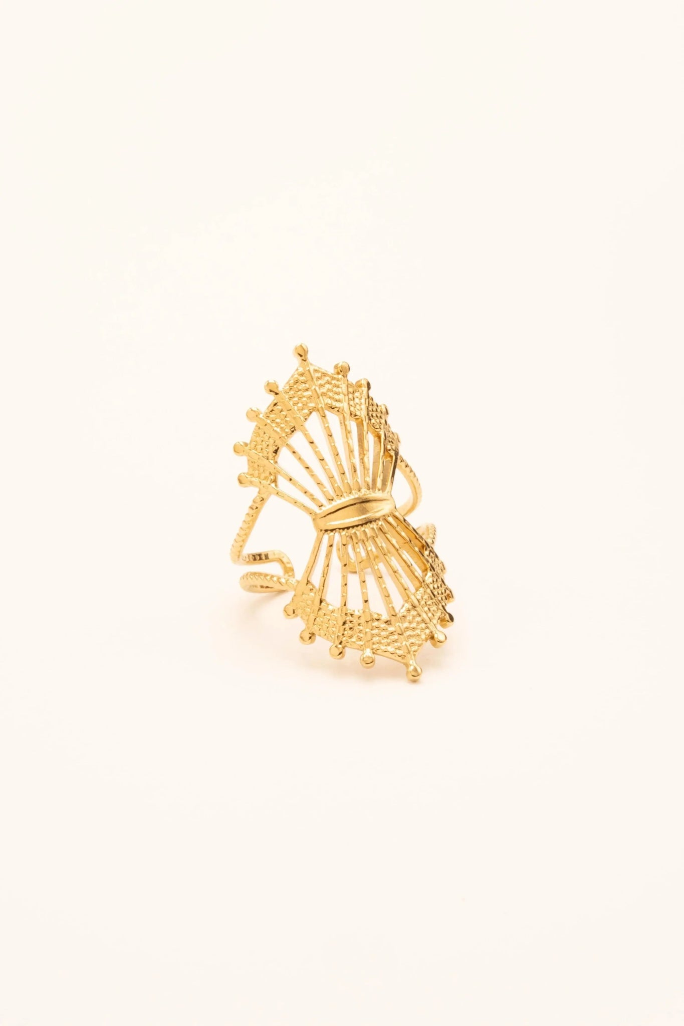 Stainless Steel Keagan Large Ring with Geometric Cut-Out Patterns - Perfect for Casual Wear, Parties & Everyday Elegance