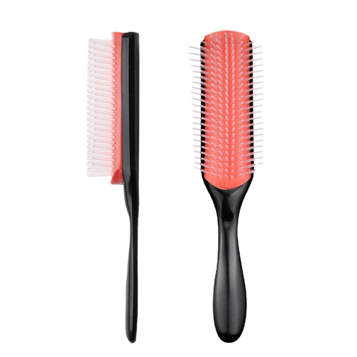2 Pack 9-Row Nylon Hair Brushes with Cushion Bristles - Professional Massage Styling Brush for Salon & Home Use - Perfect for Detangling, Smoothing & Volumizing Hair