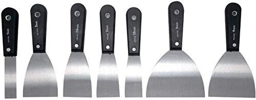 7PCS Carbon Steel Scraper Set with Storage Bag - 25-125mm Multi-Standard Filler Knife & Drywall Putty Knife for Paint Removal, Wall Repair, DIY Projects - Perfect for Home Renovation and Construction Work