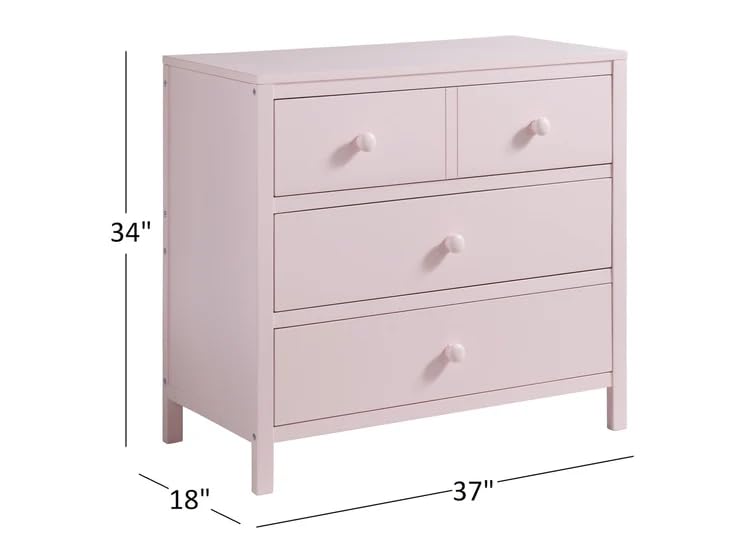 Oxford Baby Essentials 3-Drawer Nursery Dresser in Pink - Perfect for Baby Girl's Room Organization & Storage | Nursery Furniture for Diapers, Clothes & Toys
