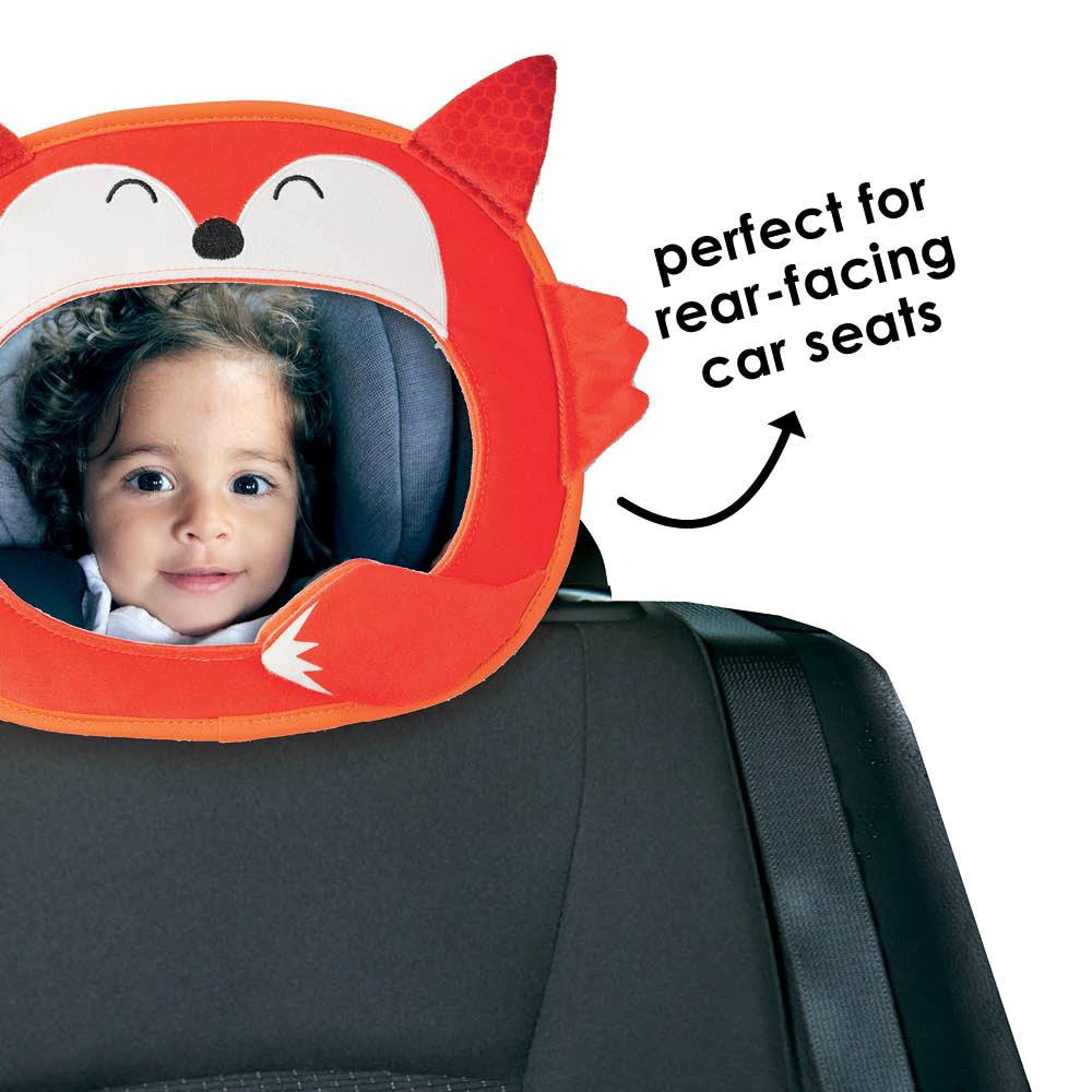 Diono Easy View Fox Character Baby Car Mirror - Adjustable Safety Car Seat Mirror for Rear Facing Infants | Wide Crystal Clear Shatterproof View | Crash Tested | Perfect for Road Trips & Daily Commutes with Baby