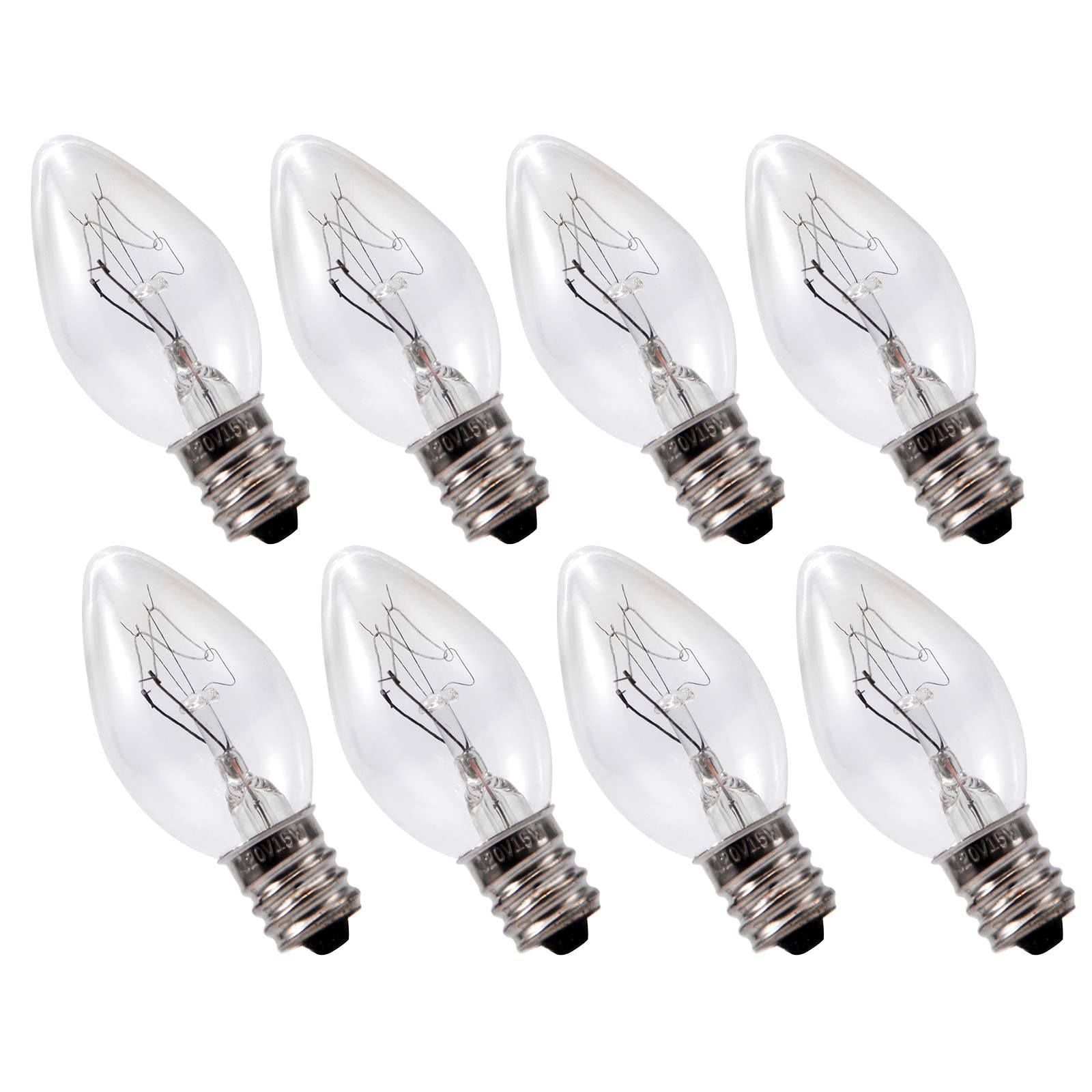 15W C7 Replacement Bulbs for Scentsy Plug-in Wax Warmers - 120V Night Light Bulbs (8-Pack) - Perfect for Home Fragrance Diffusers, Night Lights, and Decorative Lighting