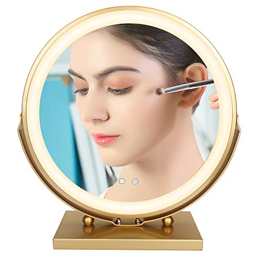 LED Makeup Mirror with 3-Color Ring Light | HD Touch Control Vanity Mirror | Adjustable & Rotating Cosmetic Mirror for Professional Makeup Application | Perfect for Home Beauty Stations & Salon Use (US)