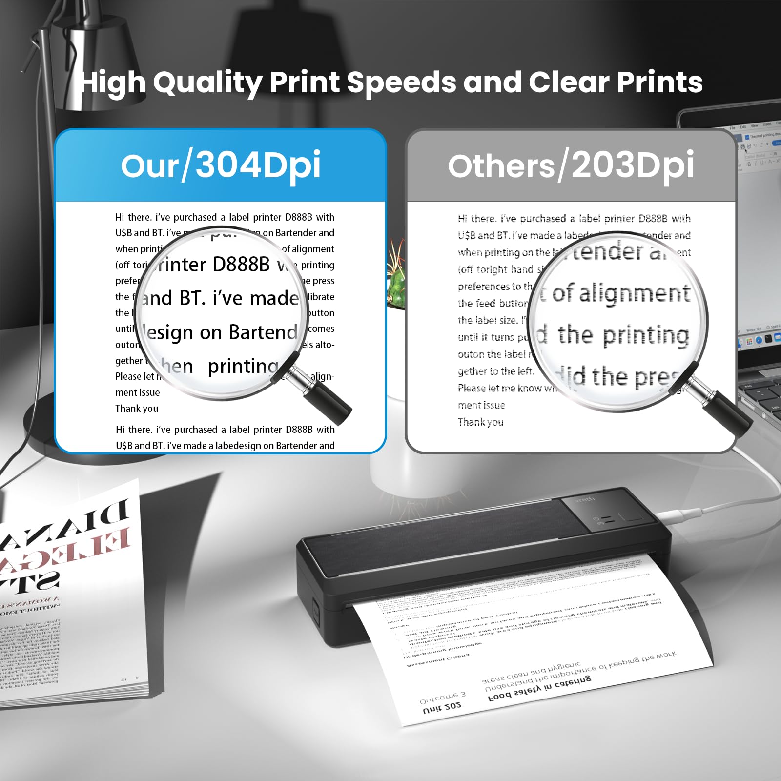 Vretti P83 Wireless Portable Thermal Printer - 304DPI Inkless Printer for iOS & Android, Instant Printing for Travel & Office, Supports 8.5