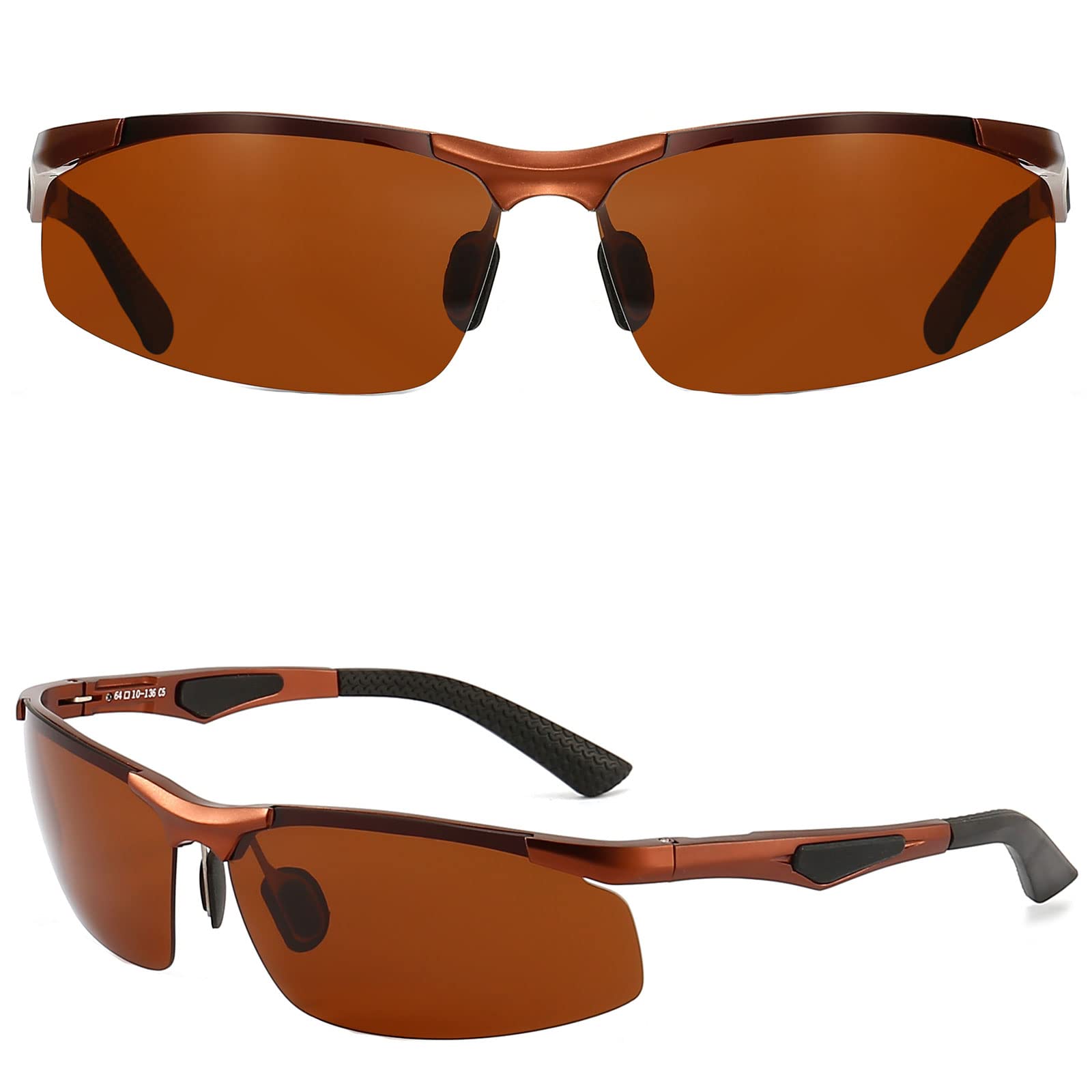 ANRRI Polarized Sports Sunglasses for Men - UV Protection Golf Fishing Driving Metal Frame Sunglasses - Perfect for Outdoor Activities, Running, Cycling & Beach
