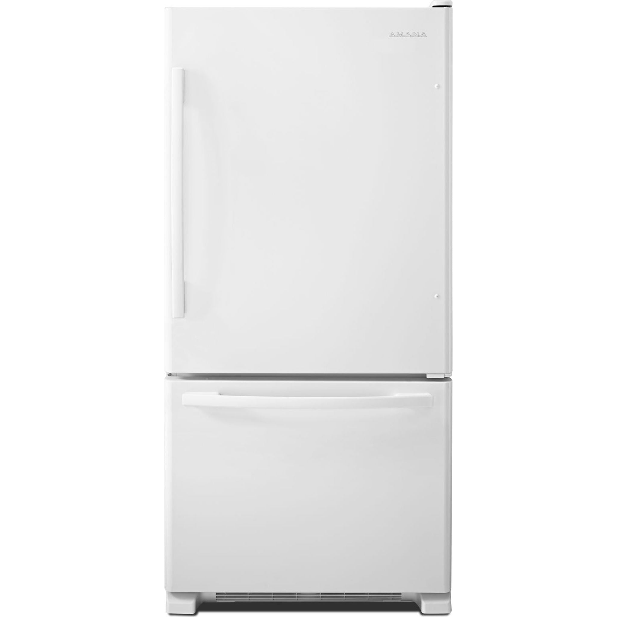 Amana ABB2224BRW 24-Inch Bottom Mount Refrigerator in White - Energy Efficient, Spacious Design for Kitchens, Apartments & Small Spaces