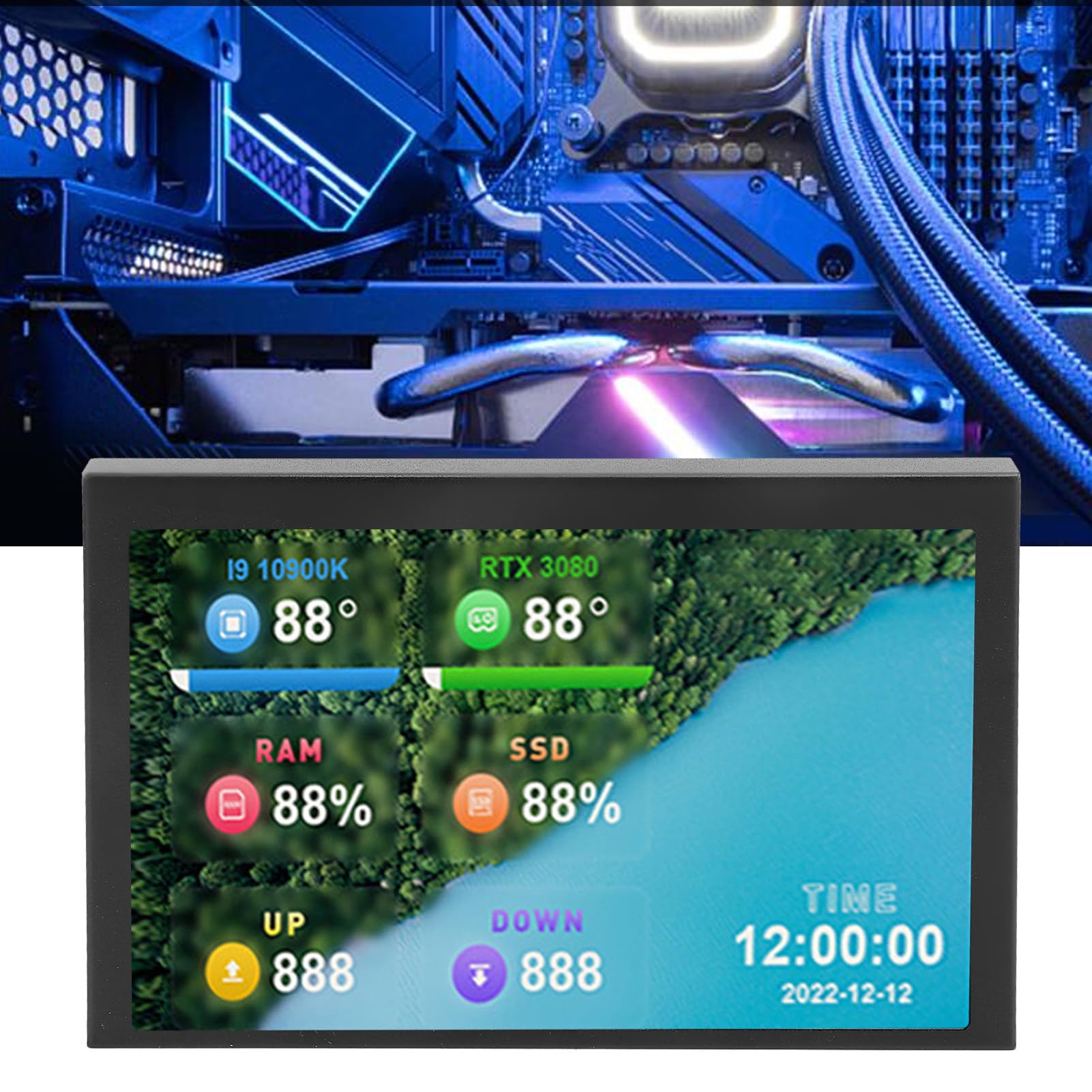 Elprico 5 Inch IPS USB Mini Screen - Computer Temp Monitor & PC CPU Data Display - USB C Secondary Screen for Real-Time Temperature Monitoring - Perfect for Gaming Rigs, Workstations, and PC Builds