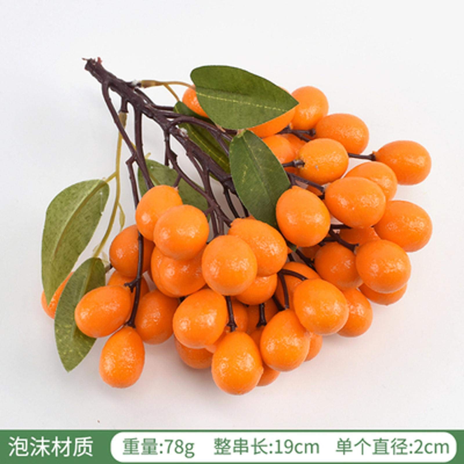 Artificial Kumquat Fruit Bunch - 19cm Long Fake Plastic Kumquats for Home Decor, Table Centerpiece, Wedding & Party Decoration - Realistic Simulation Fruit Model