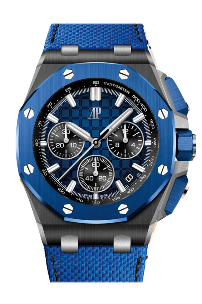 Audemars Piguet Royal Oak Offshore 43mm Chronograph Men's Watch - Ceramic Case, Blue Dial (Ref. 26420CE.OO.A043VE.01) - Luxury Sports Watch for Diving, Racing & Formal Occasions