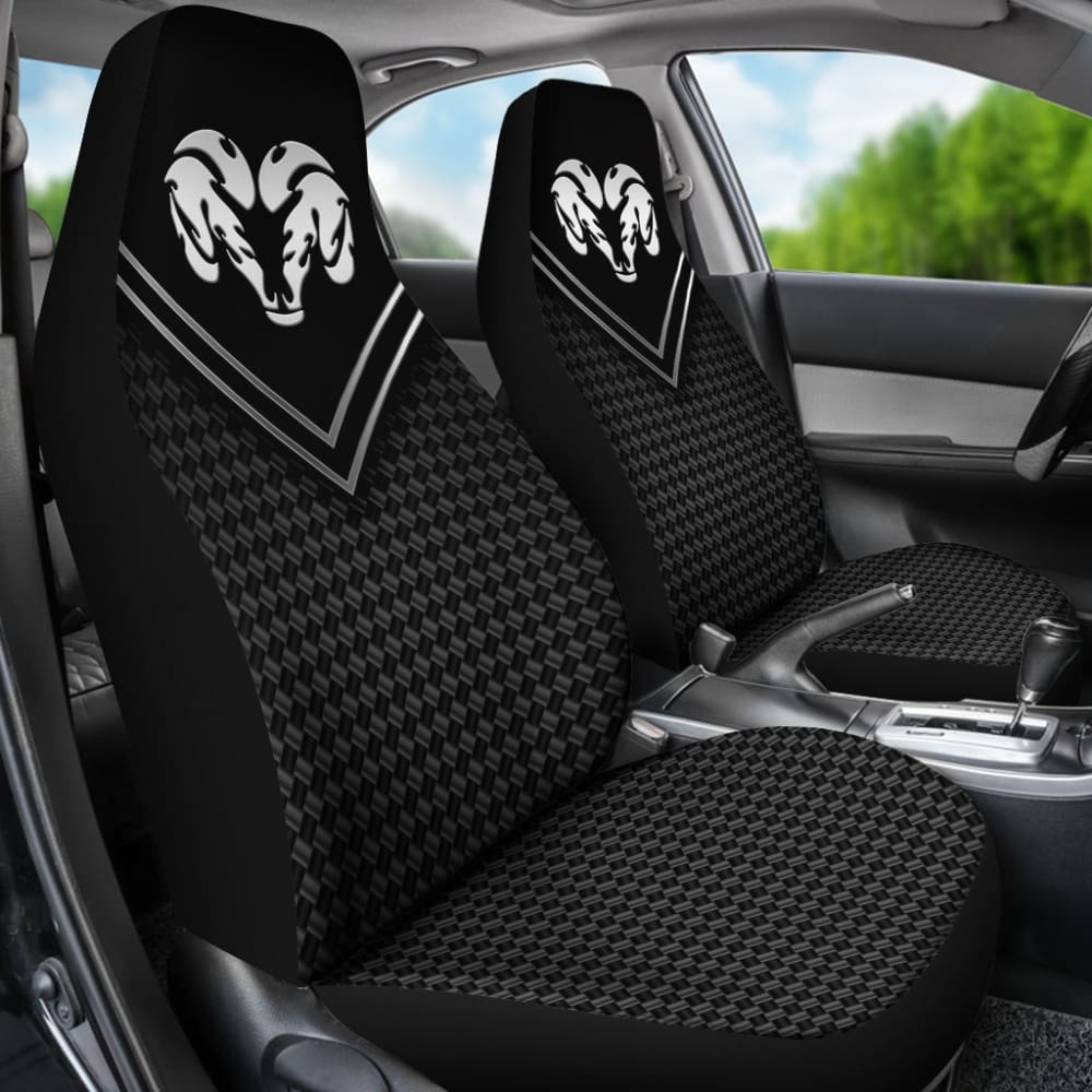 Premium Black & White Dodge Ram Custom Car Seat Covers - Universal Fit for 1500/2500/3500 Models - Waterproof & Durable Neoprene Material - Perfect for Road Trips, Off-Roading & Daily Commutes