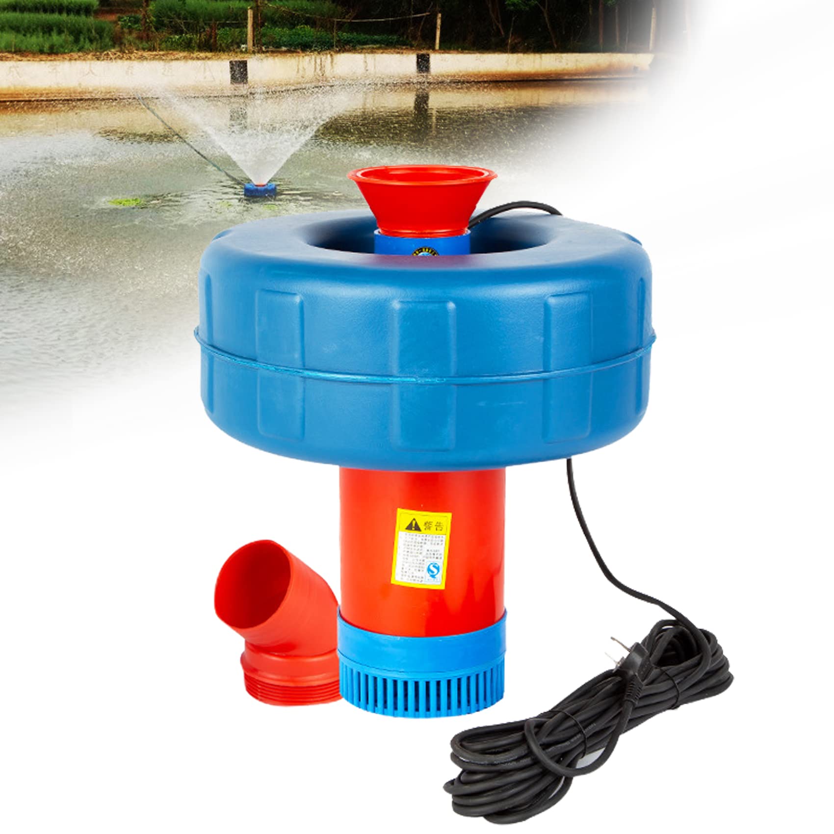 YBaoTuu 1500W Floating Pond Fountain Pump with 2 Nozzles - High Power 1800W/2200W Options - Outdoor Water Aerator for Fish Ponds, Landscape Spray & Crop Irrigation - 15m Range - Perfect for Garden Decor, Water Features & Agricultural Use