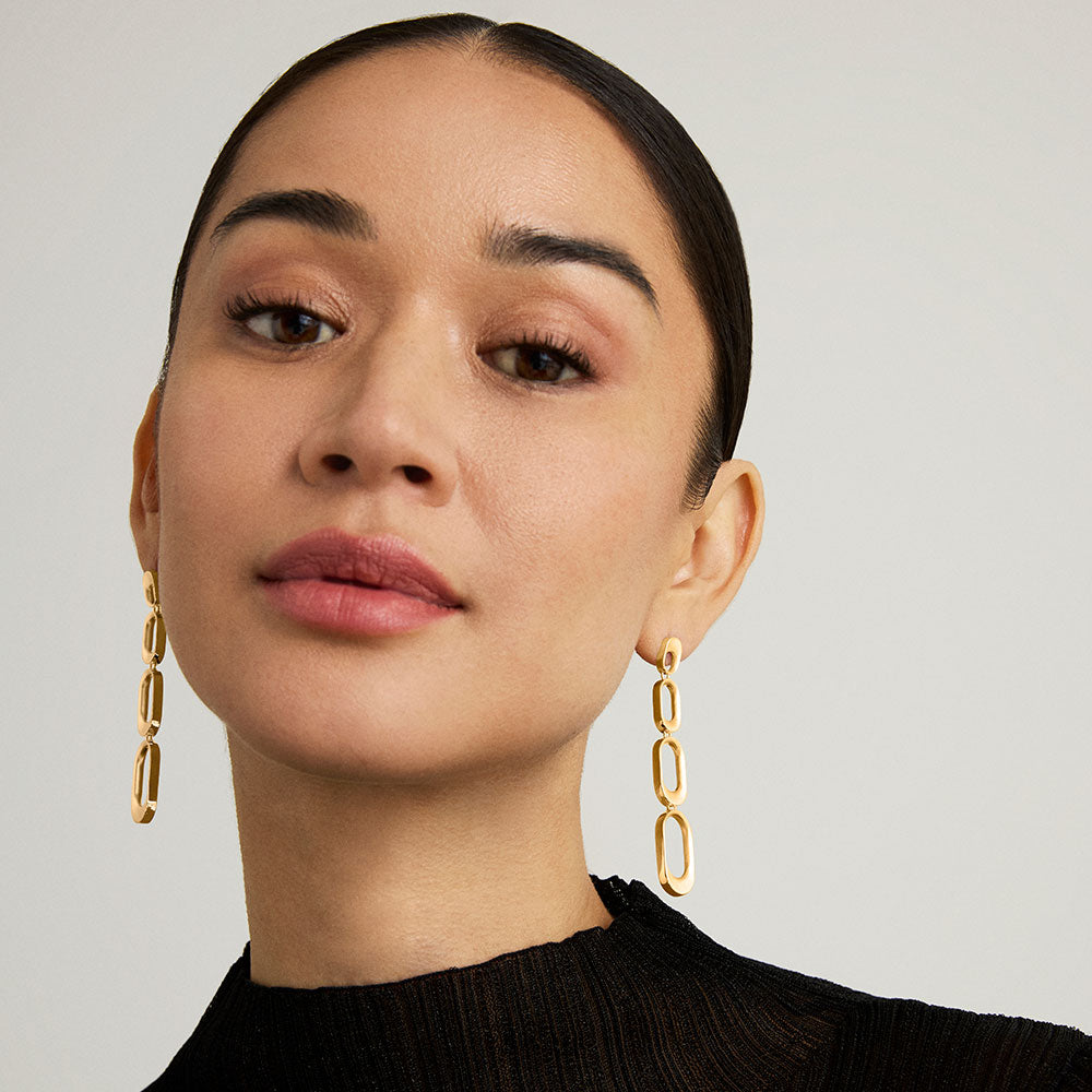Bleecker Statement Drop Earrings in Gold - Elegant Dangle Earrings for Women, Perfect for Parties, Weddings & Special Occasions