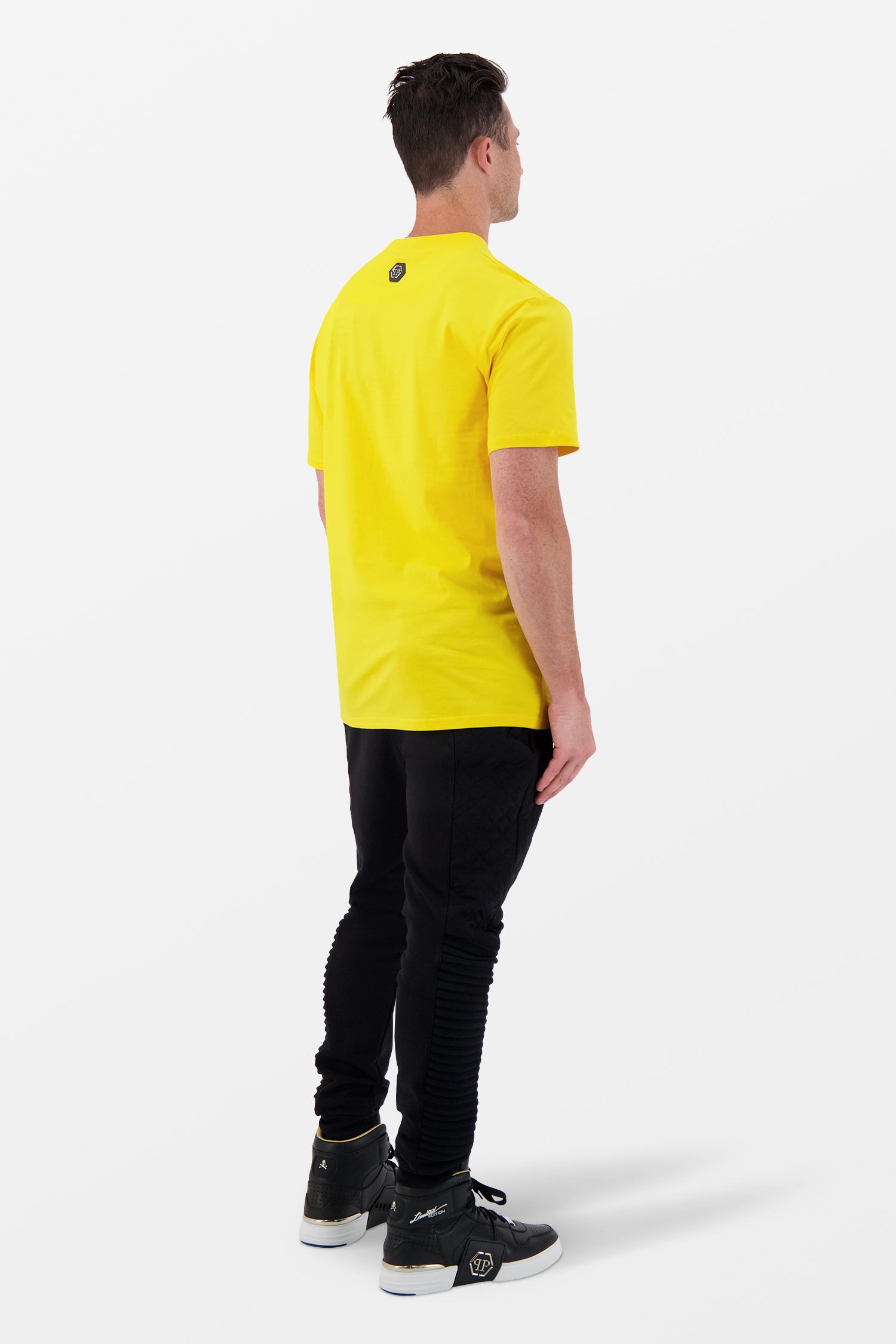 Philipp Plein Yellow Round Neck Short Sleeve Monster Graphic T-Shirt for Men - Casual Streetwear & Summer Outfits