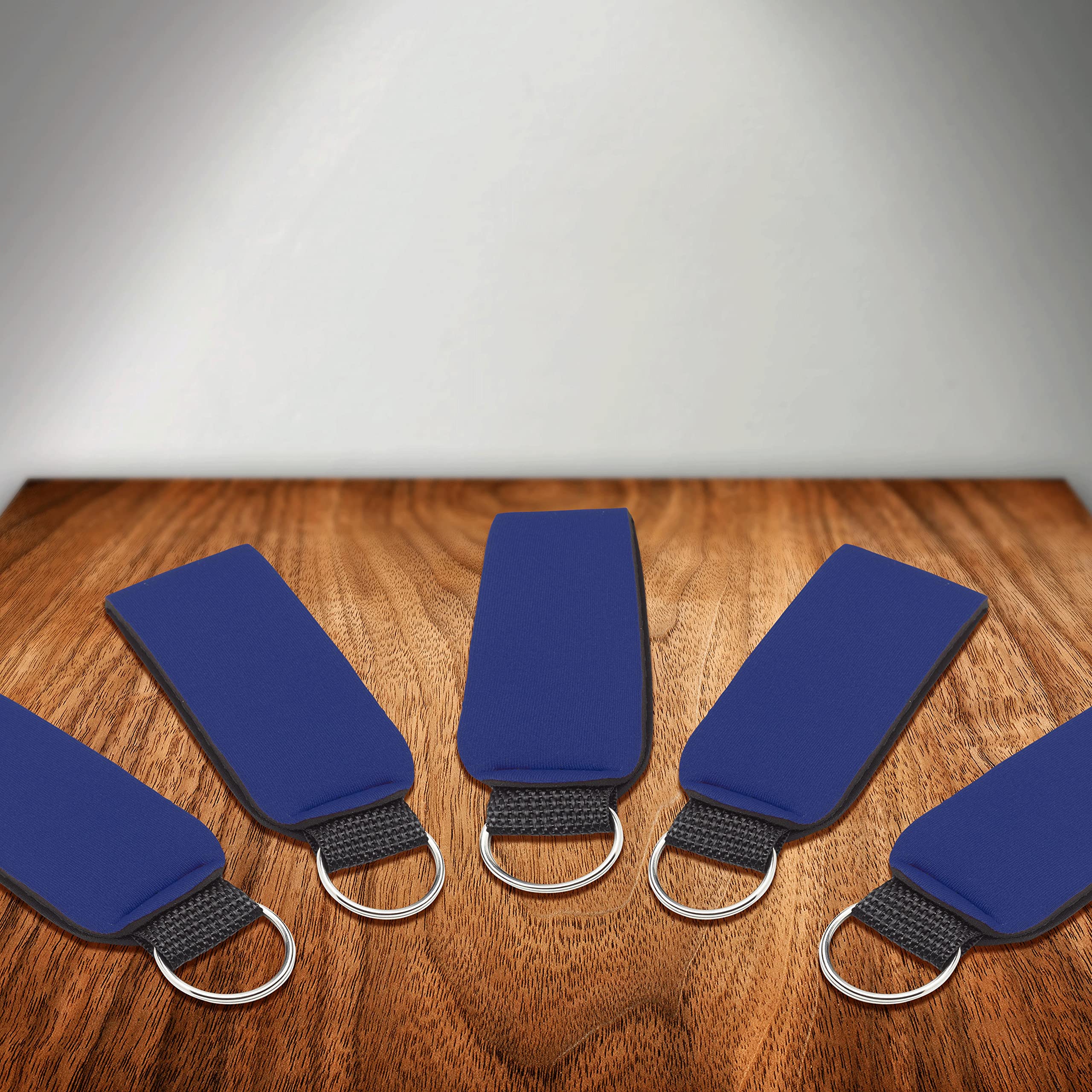 100-Pack Customizable Neoprene Keychains with Split Rings - Stretchable Wristbands for Keys, ID Badges & Promotional Giveaways - Vibrant Blue - Perfect for Events, Trade Shows & Corporate Gifts