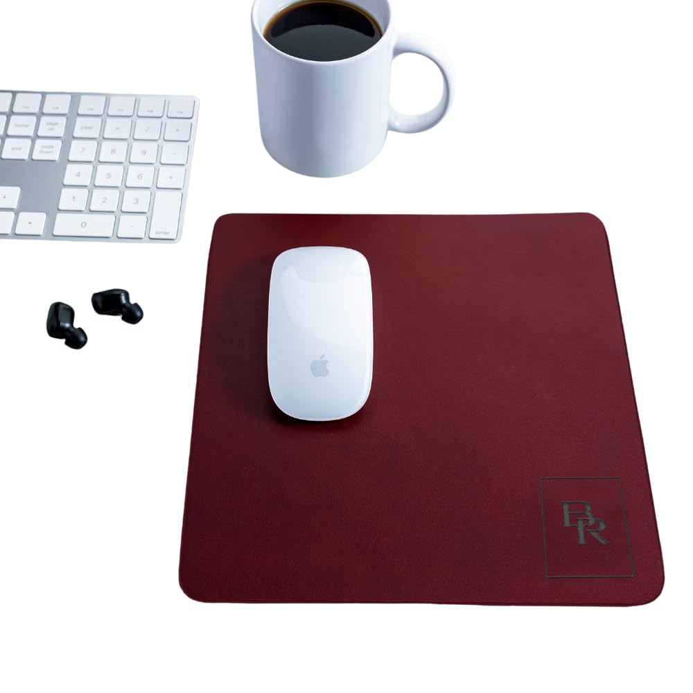 Custom Personalized Leather Mouse Pad with Logo - Premium Genuine Leather Desk Mat for Office, Gaming & Home Workspace - Ergonomic Wrist Support for Computers & Laptops