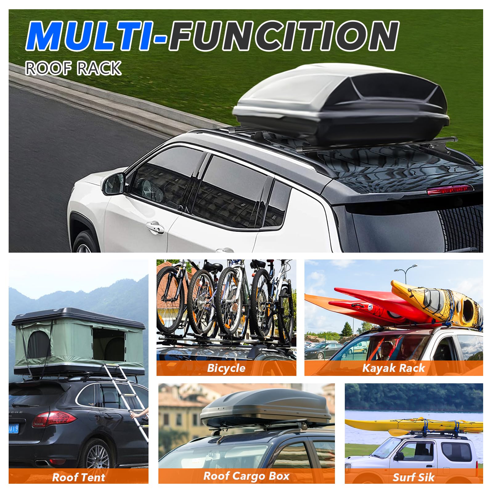 Universal Roof Rack Cross Bars for Tesla Model 3 (2017-2023) - Heavy Duty Aluminum Cargo Carrier for Kayak, Canoe, Bike, Ski & Luggage | Perfect for Road Trips, Camping & Outdoor Adventures