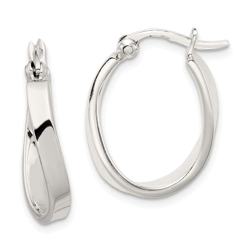 Sterling Silver Oval Hoop Earrings for Women | 925 Silver Jewelry Gift | Elegant Everyday Wear & Special Occasions | QE3755