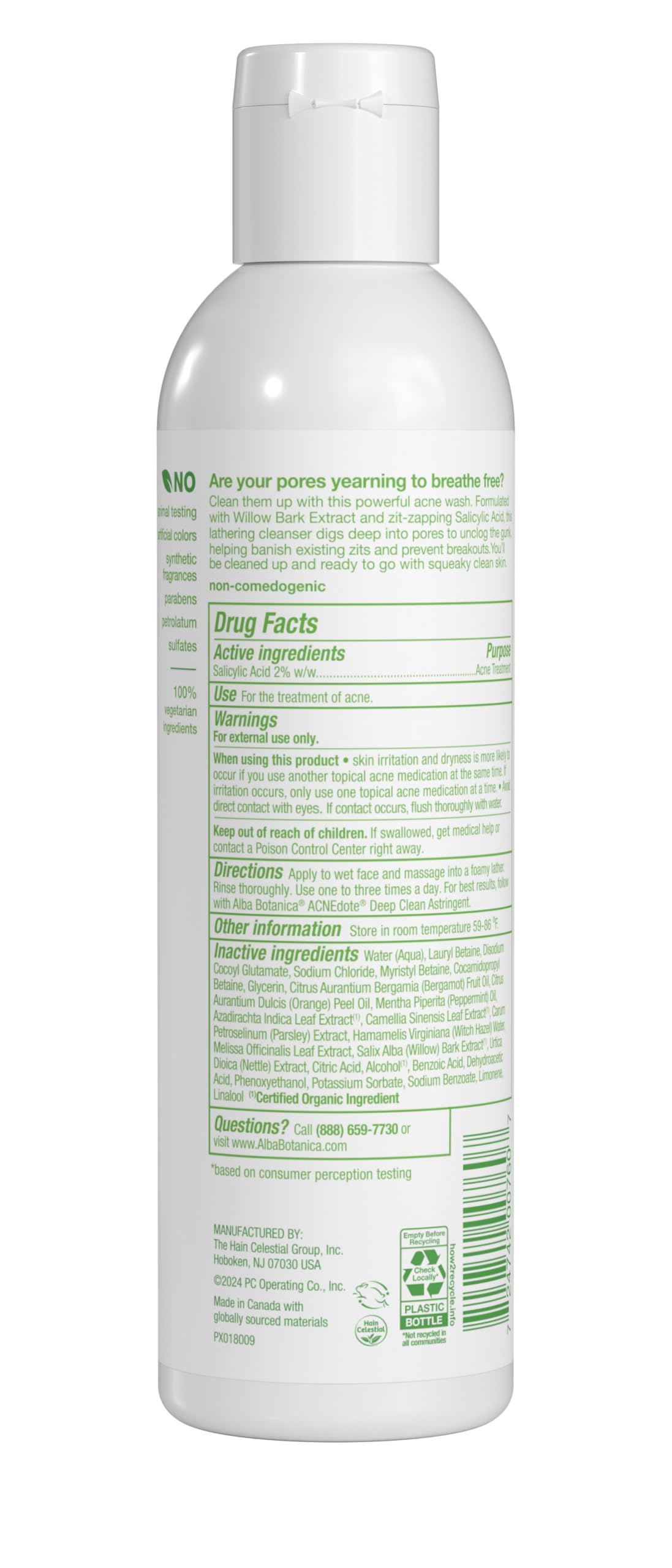 Alba Botanica Acnedote Maximum Strength Deep Pore Face Wash for Acne-Prone Skin, 6 Oz - Oil-Free & Salicylic Acid Treatment for Clear Complexion | Daily Skincare Routine for Teens & Adults (Packaging May Vary)