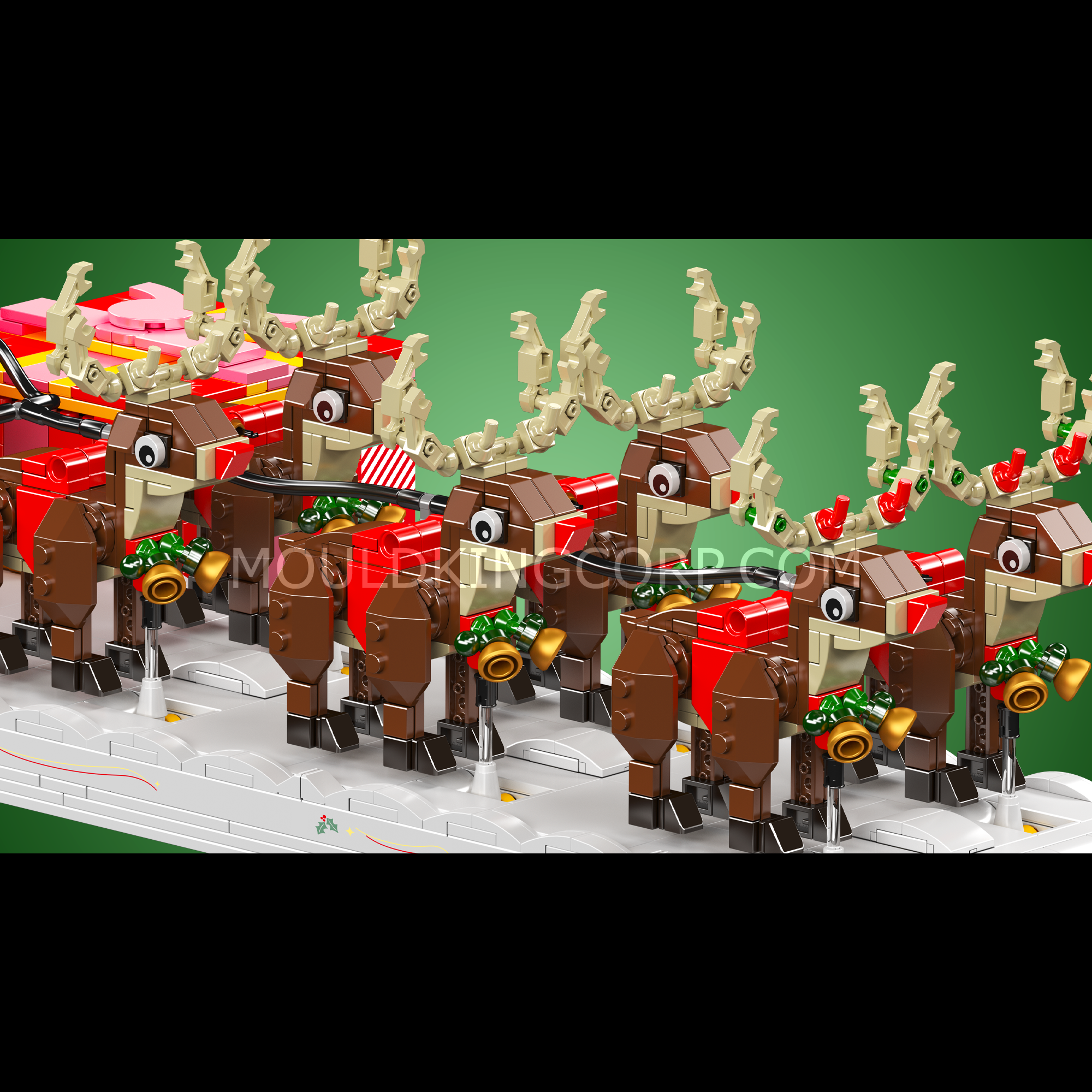 Mould King 10154 Motorized Reindeer & Santa Claus Sleigh Building Set - 2073 Piece Christmas Themed Construction Toy for Adults & Kids | Holiday Decor, Gift Idea, STEM Learning Activity