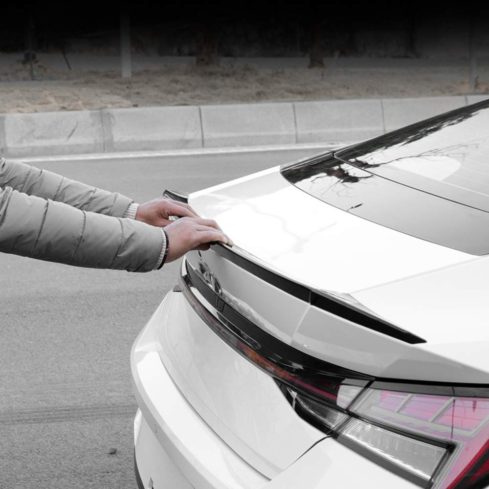 ABS Black Rear Trunk Lip Spoiler Wing Strip Trim for Hyundai Elantra CN7 (2021-2024) - Car Accessories for Sporty Style & Aerodynamic Performance - Perfect for Street Racing & Custom Car Upgrades