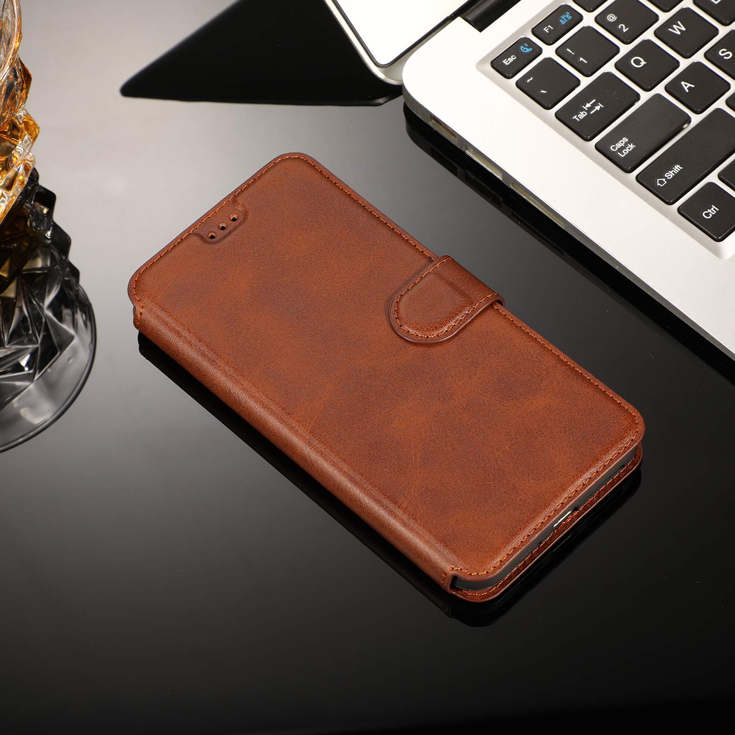 Premium PU Leather iPhone 12 Pro Max Wallet Case with Card Slots & Kickstand - Magnetic Closure Shockproof Flip Cover for 6.7
