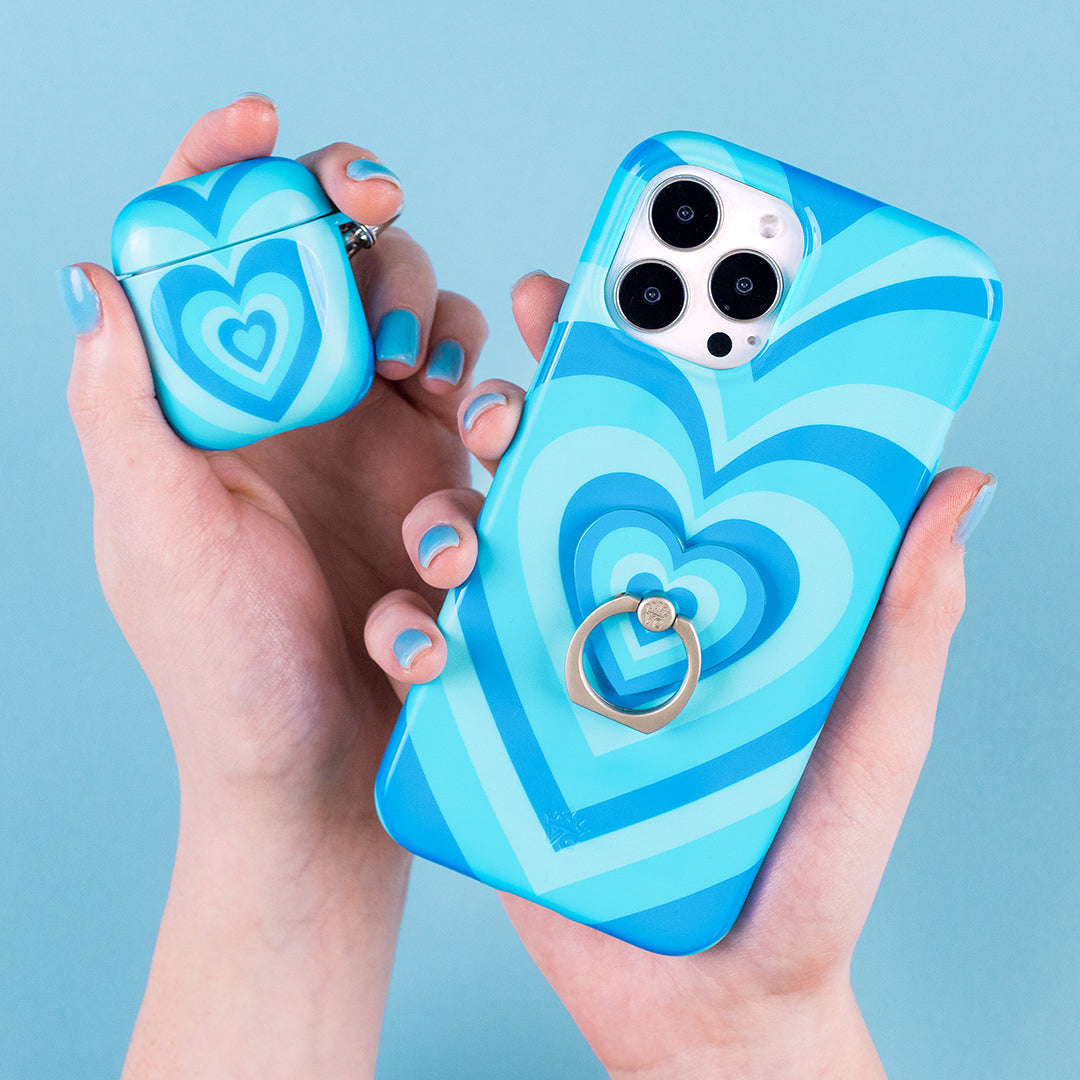 Blue Sweethearts Phone Ring Holder - Cute Heart-Shaped Grip for Smartphones - Perfect for Selfies, Videos & Secure One-Handed Use