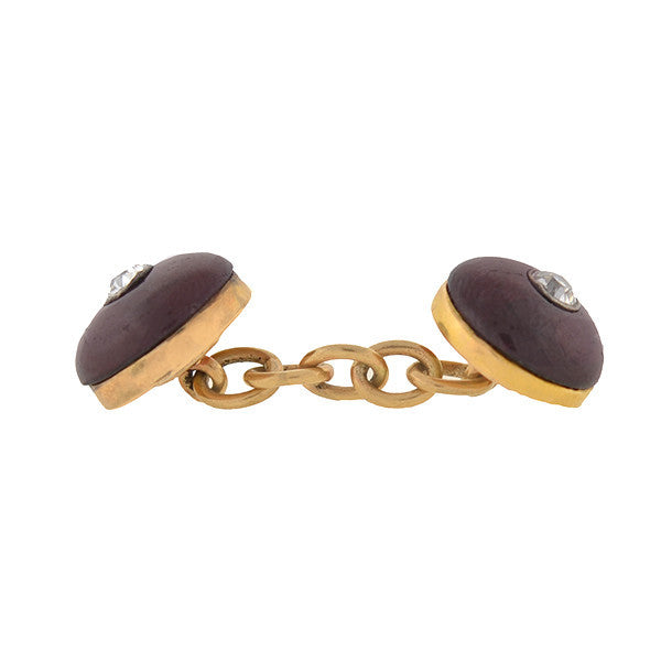 Victorian Style 15kt Gold Cabochon Garnet & Diamond Cufflinks for Men - Elegant Dress Accessories for Weddings, Business & Formal Events