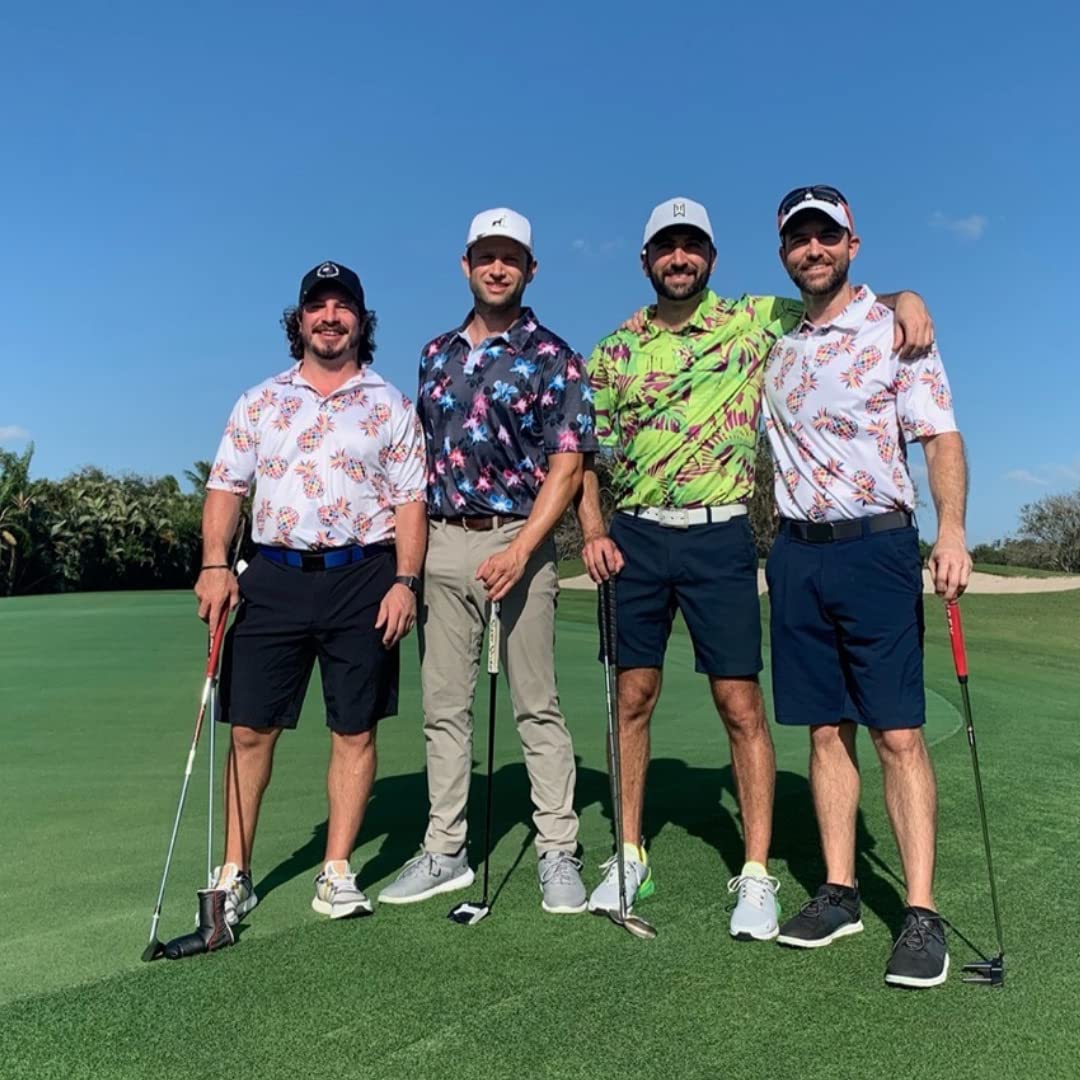 Wild Palms Performance Golf Shirts for Men - Moisture-Wicking Spandex & Polyester Polo Shirts - Breathable Athletic Apparel for Golf, Tennis & Casual Wear