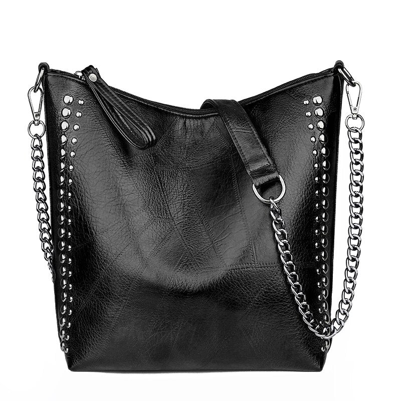 Vintage Women's Rivet Chain Shoulder Bag - Stylish Retro Crossbody Purse for Casual Outings & Evening Events