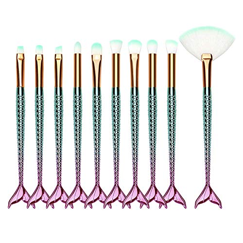 ClubComfort 10-Piece Mermaid Eye Makeup Brush Set - Professional Eyeshadow Blending & Shading Brushes for Perfect Eye Looks - Ideal for Daily Makeup, Travel & Professional Makeup Artists