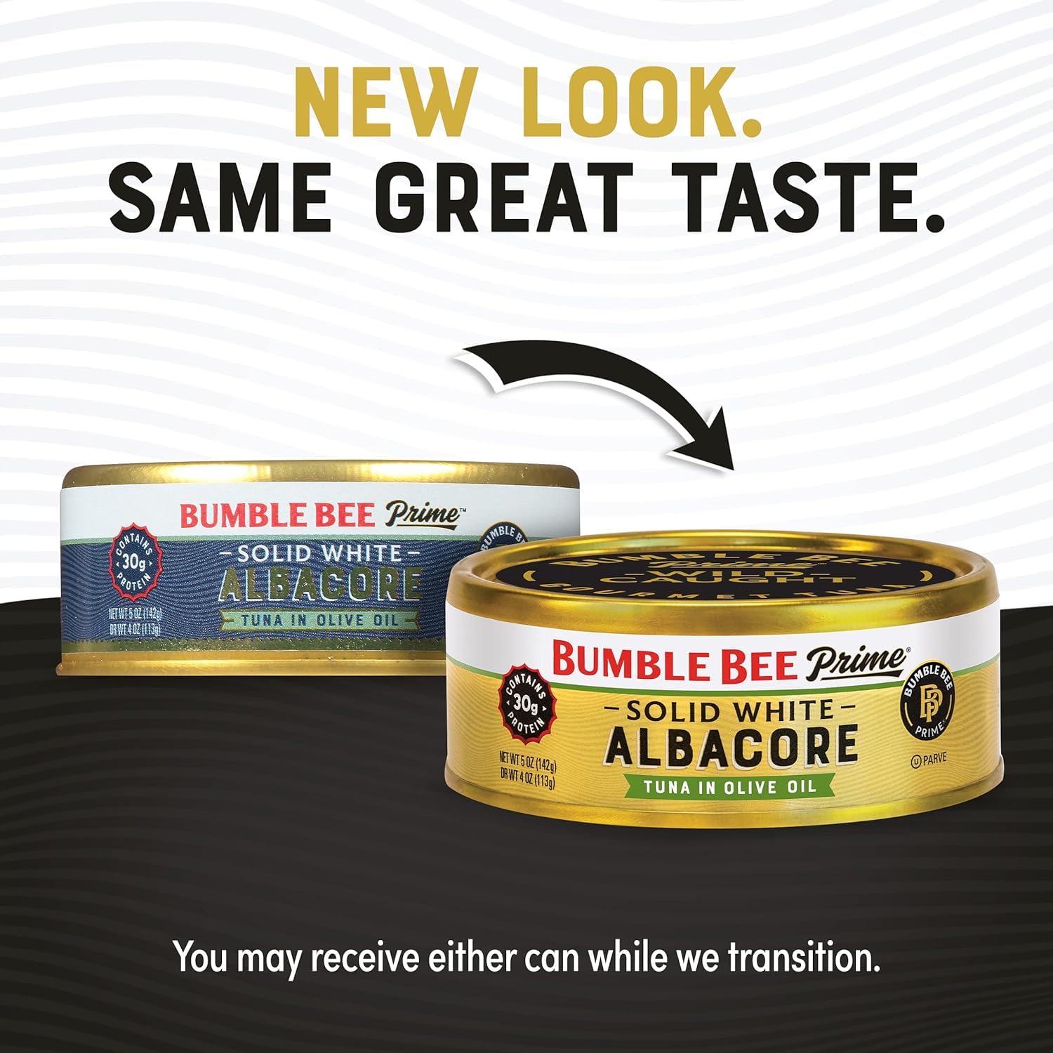 Premium Wild Caught Bumble Bee Prime Solid White Albacore Tuna in Olive Oil - 5 oz Can, 30g Protein per Serving, Non-GMO, Gluten Free, Kosher - Perfect for Salads, Sandwiches & Keto Meals