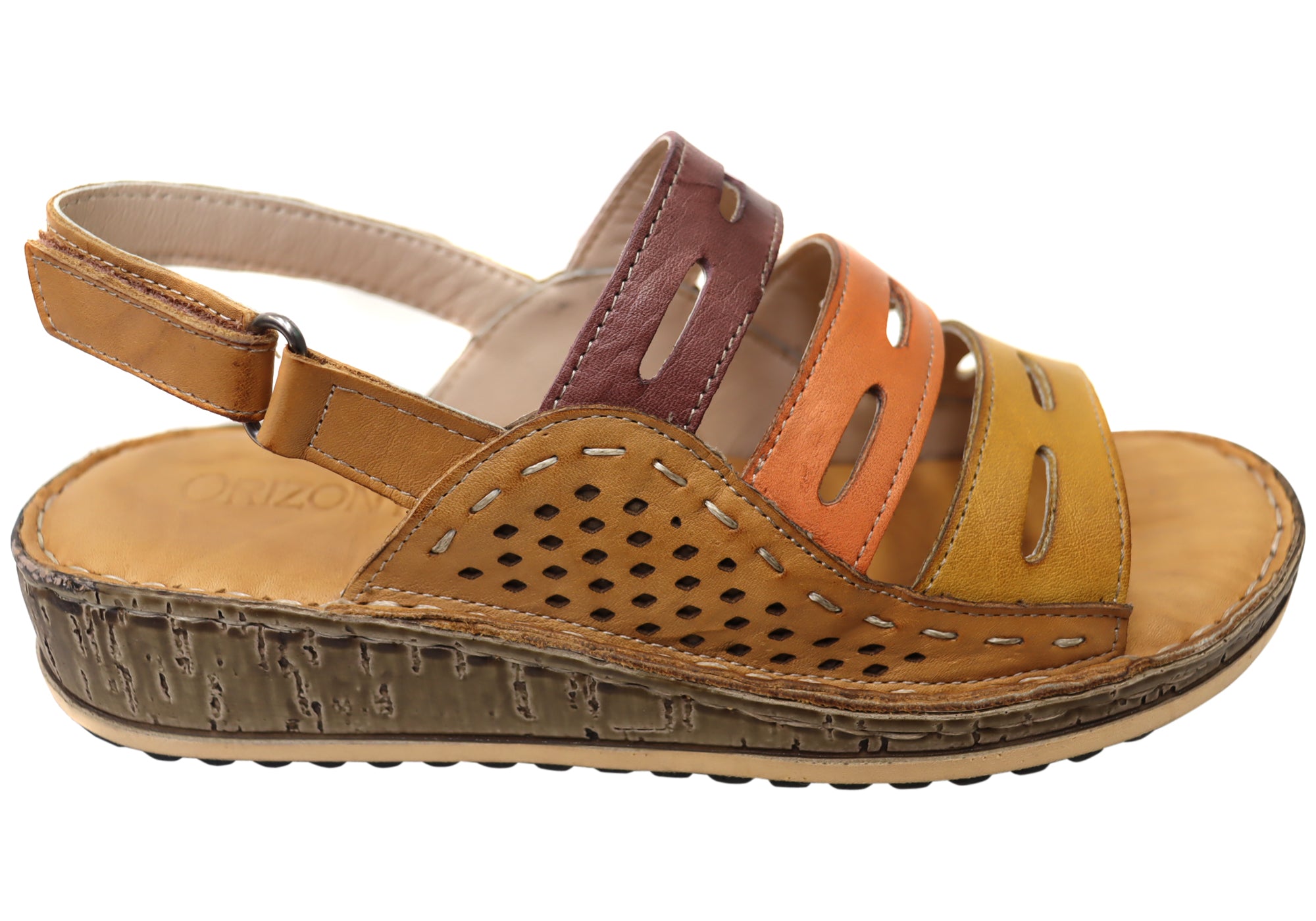 Orizonte Popi Women's Comfortable European Leather Sandals - Stylish & Supportive for Walking, Travel & Summer Outfits