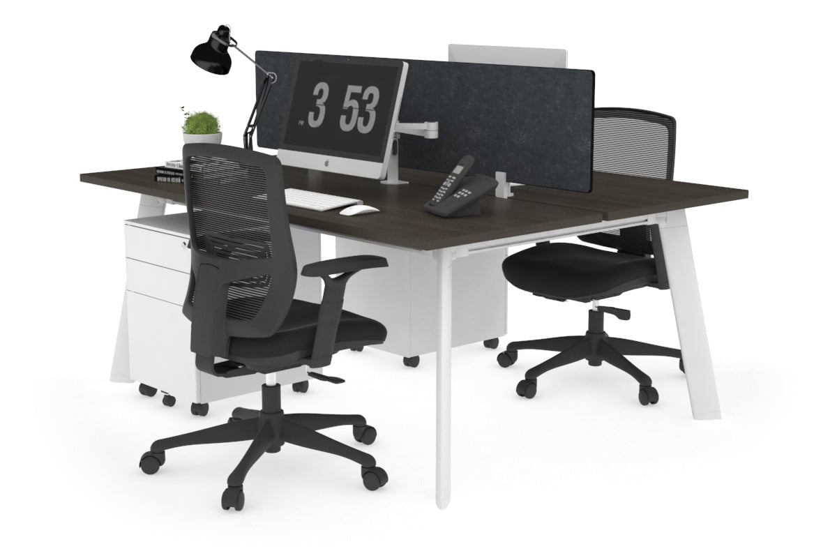 2 Person Workstation with White Frame - 1400L x 700W - Ideal for Office, Home Office & Collaborative Workspaces