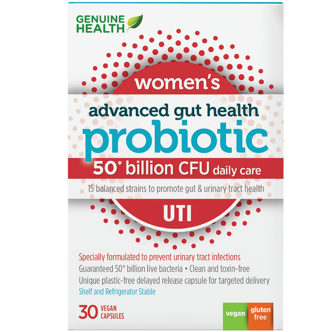 Genuine Health Probiotic Advanced Gut Health Supplement for Women - Supports Digestive & Urinary Tract Health - 30 Capsules - Ideal for Daily Wellness & UTI Prevention