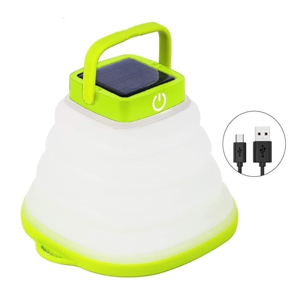 Solar Powered LED Camping Lantern - Portable Waterproof Hanging Light for Outdoor, Tent, Emergency & Street Use with USB/Solar Charging, Collapsible Design (1-Pack)
