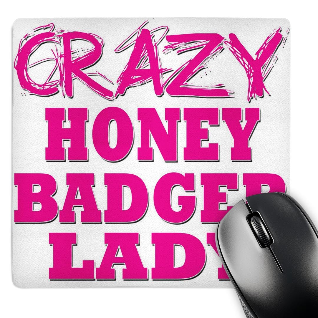 3Drose Crazy Honey Badger Lady Funny Gaming Mouse Pad - Non-Slip Rubber Base, Perfect for Office, Home & Gaming Computers - Unique Gift for Animal Lovers & Gamers