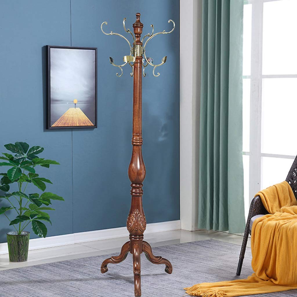 YBYB Wooden Coat Rack with Zinc Copper Alloy Hooks - Modern Walnut Entryway Organizer for Hats, Jackets & Clothing | Perfect for Living Room, Bedroom & Hallway Decor