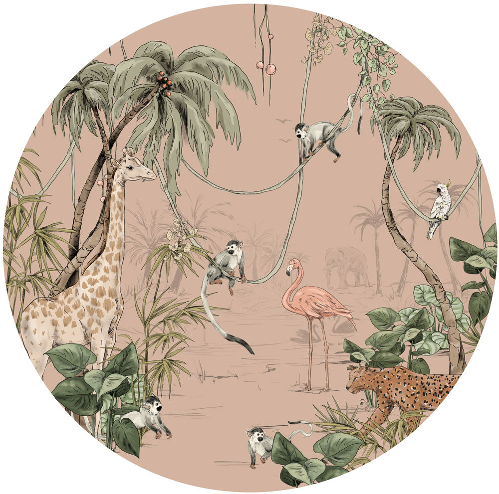 Round Wall Sticker - Jungle Jazz Theme Decals for Kids Room, Nursery, and Playroom Decor - Perfect for DIY Home and Classroom Wall Art