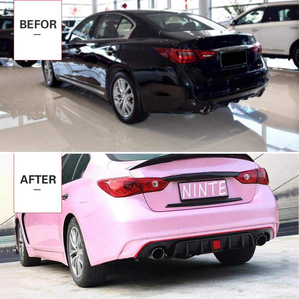 Gloss Black Rear Diffuser with Brake LED for 2018-2024 Infiniti Q50 | Lower Bumper Splitter Lip Spoiler | Enhances Aerodynamics & Sporty Style for Street Racing & Car Shows