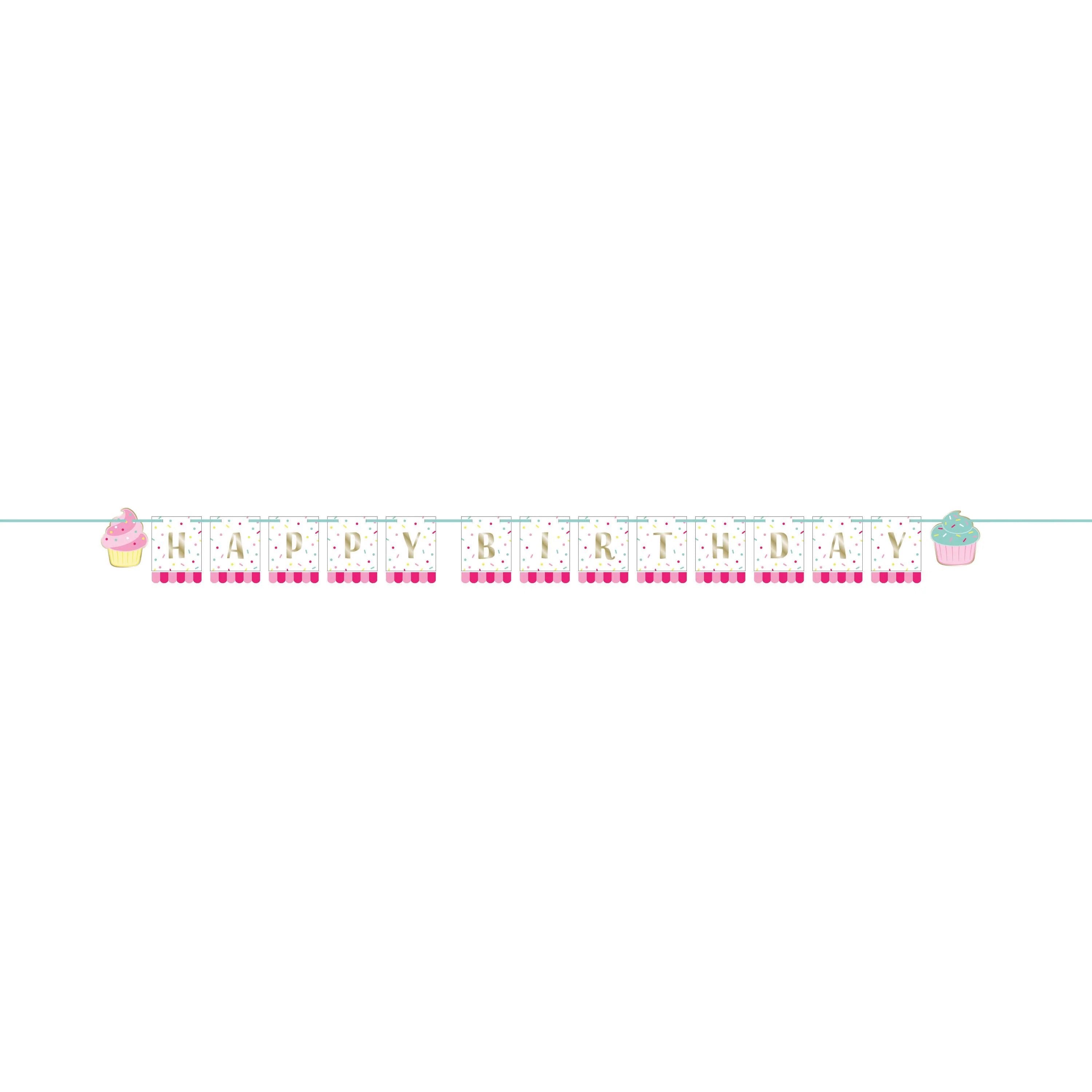 12-Piece Bulk Bakery Sweets Shaped Banner with Ribbon & Foil - Perfect for Birthday Parties, Baby Showers & Dessert Table Decorations