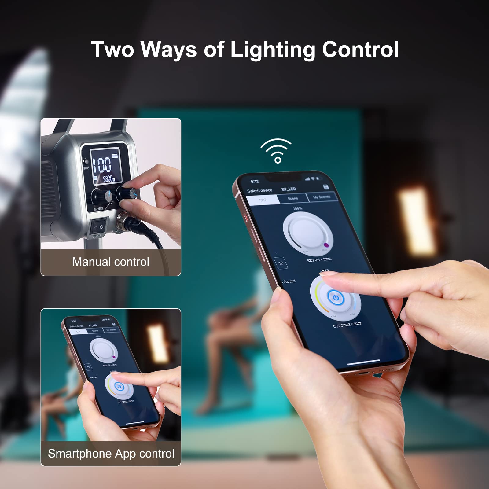 GVM 150W Bi-Color LED Video Light Kit with Bluetooth Control - 2700K-7500K Adjustable Temperature, CRI 97+ Studio Lighting for Photography, YouTube Videos & Live Streaming - Includes Lantern Softbox & Light Stand - Perfect for Home Studio, Content Creation & Product Photography
